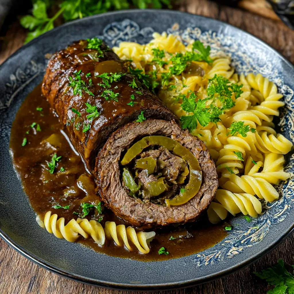 A plate of food with meat and pasta.