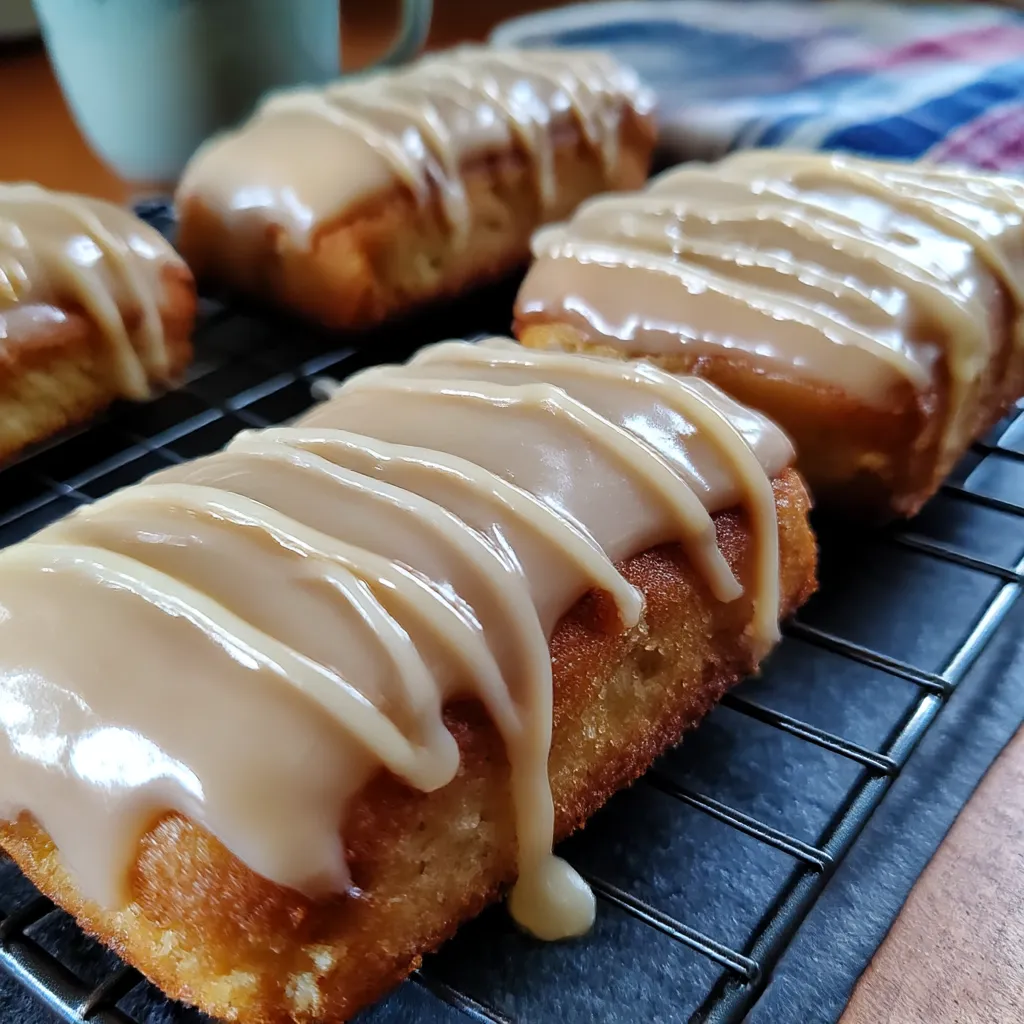 A tray of donuts with glaze.