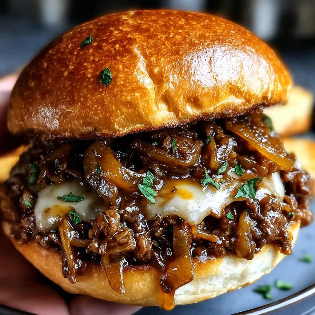 A close up of a burger with onions.