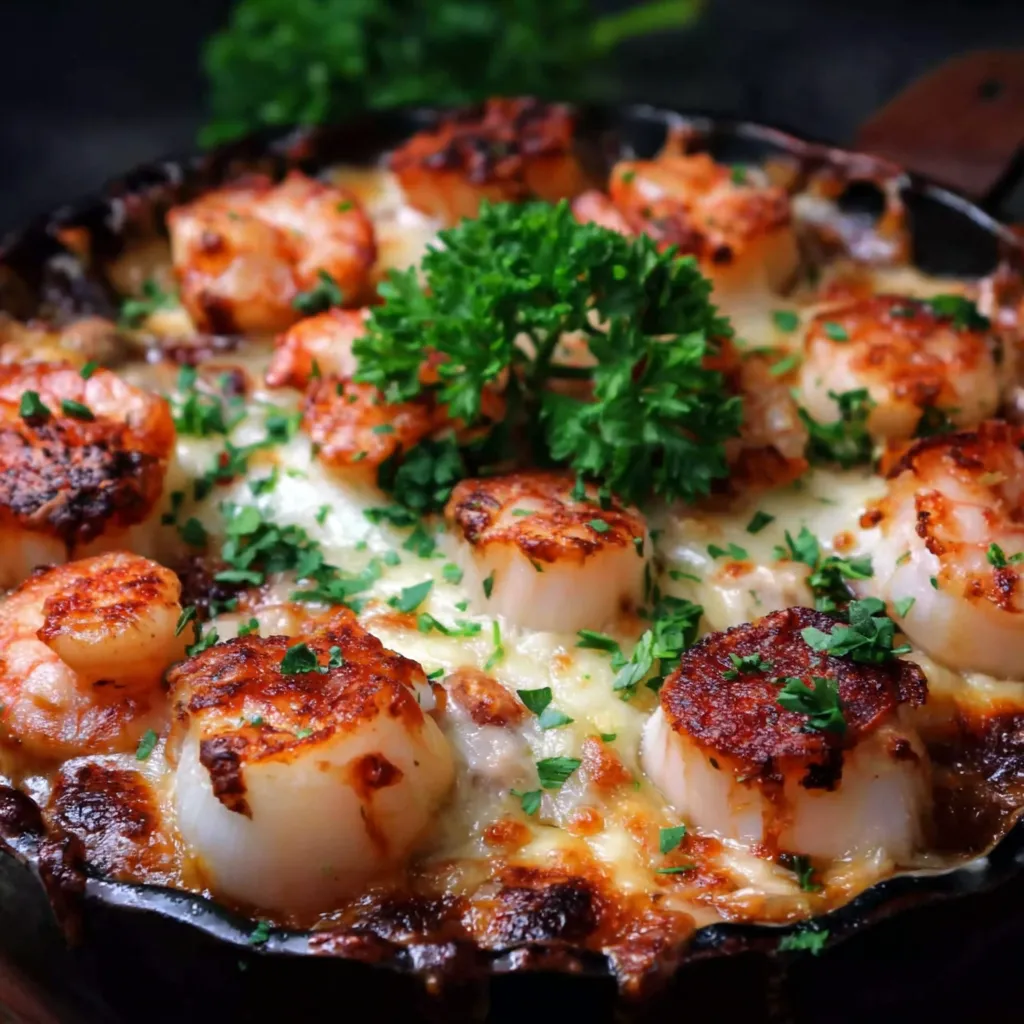 A bowl of shrimp and cheese.