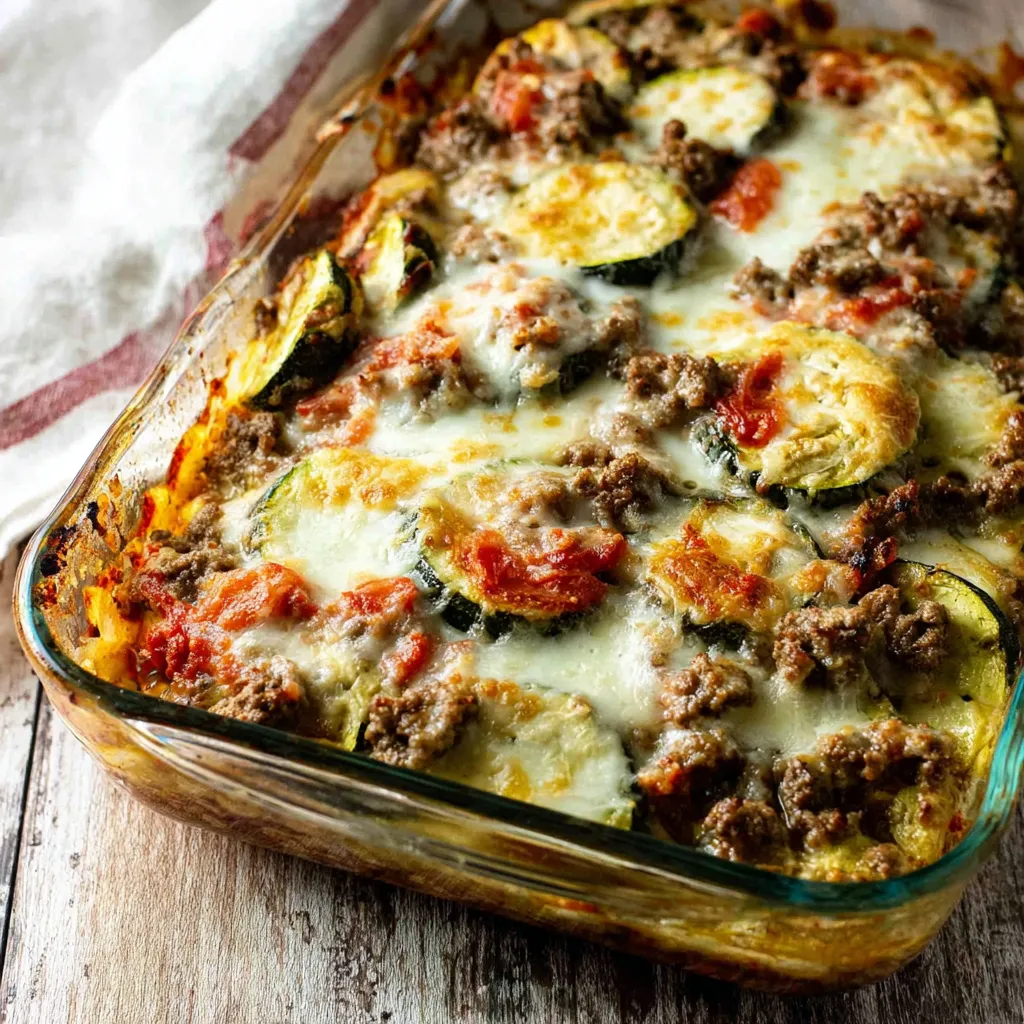 A dish of meat and vegetables in a glass dish.