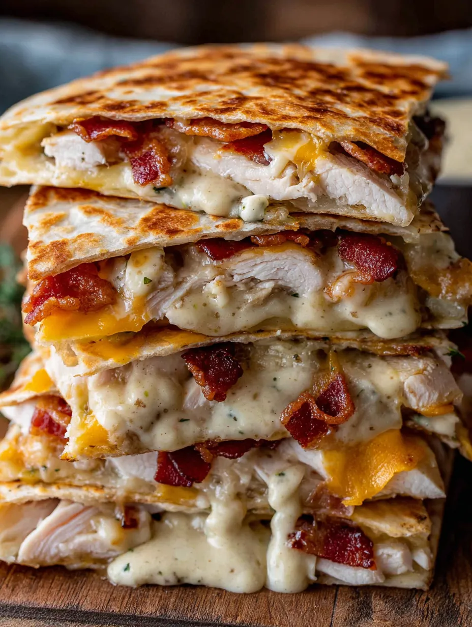 Bacon and cheese sandwiches stacked on top of each other.
