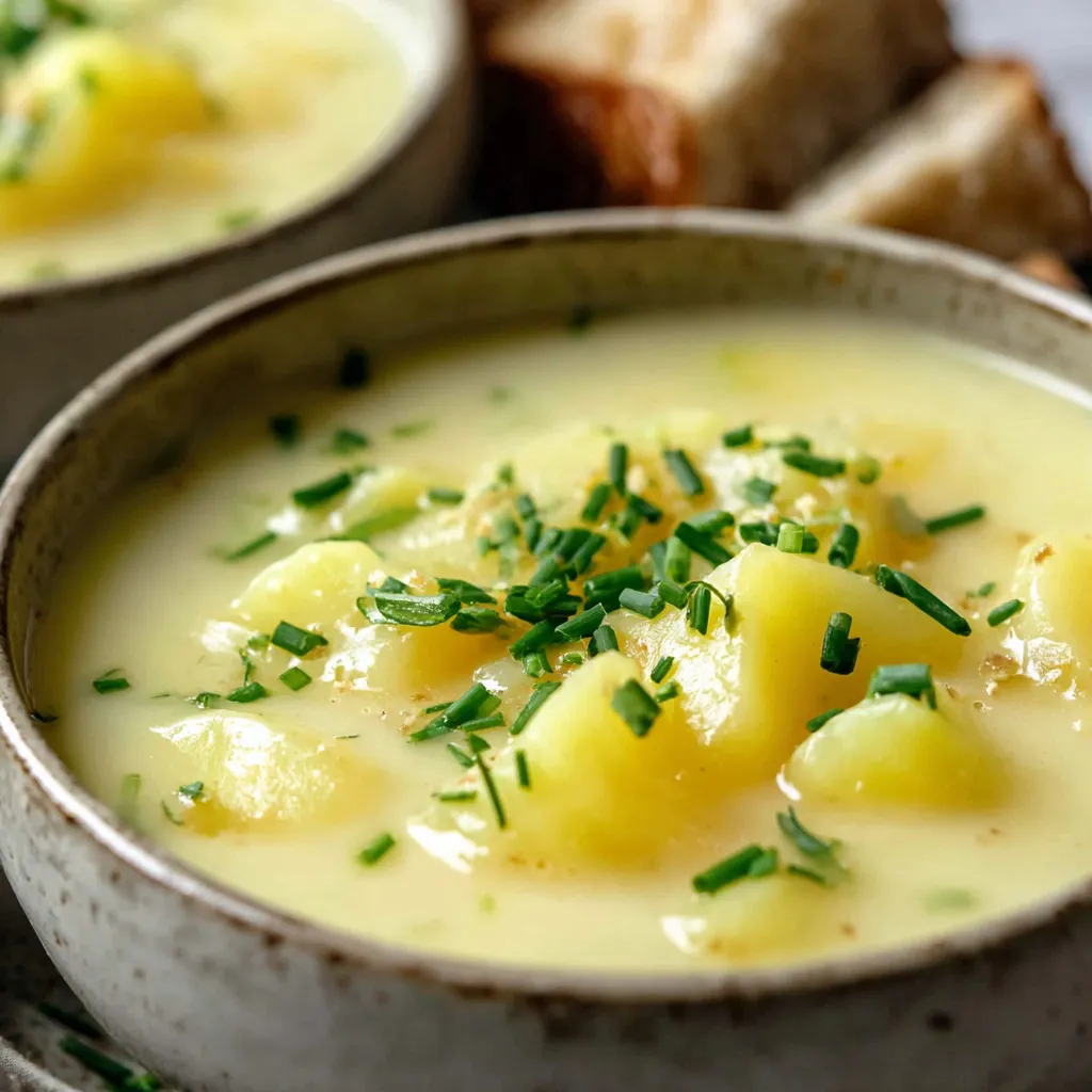 Two bowls of soup with green herbs on top.