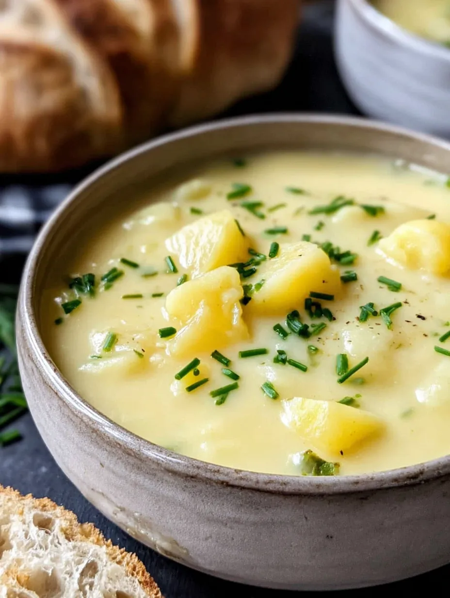 A bowl of soup with parsley and potatoes.