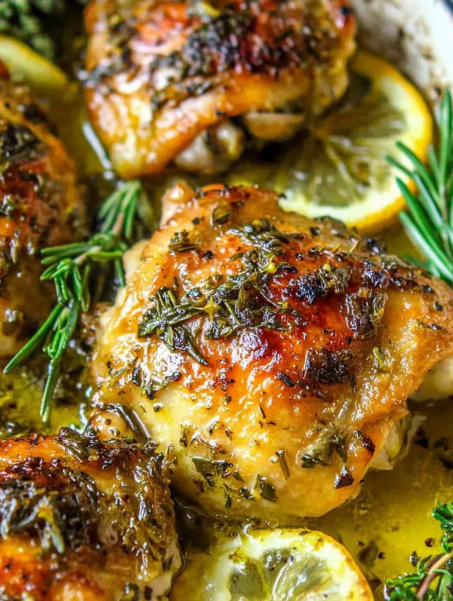 Chicken with herbs and lemon.