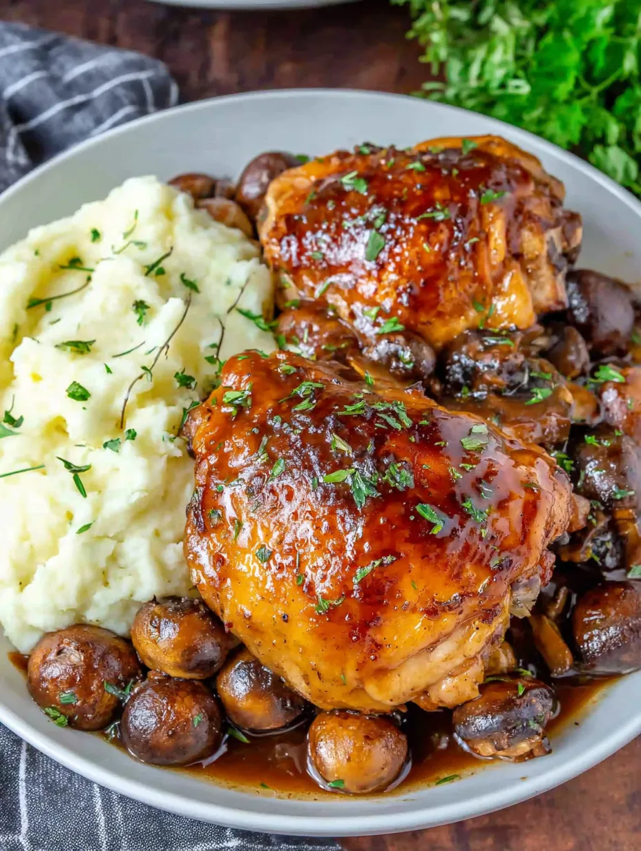 A plate of food with chicken and mashed potatoes.