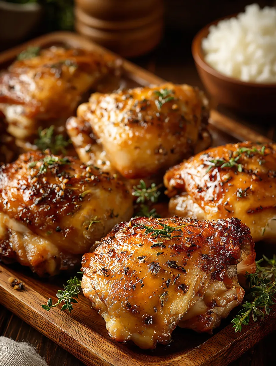 Chicken on a wooden platter.