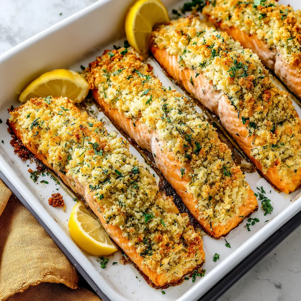 A pan of fish with lemon wedges on top.