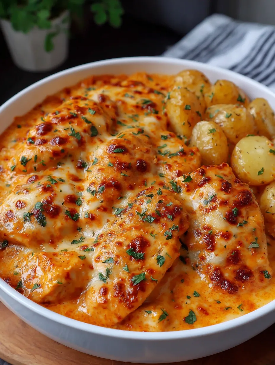 A bowl of chicken and potatoes.