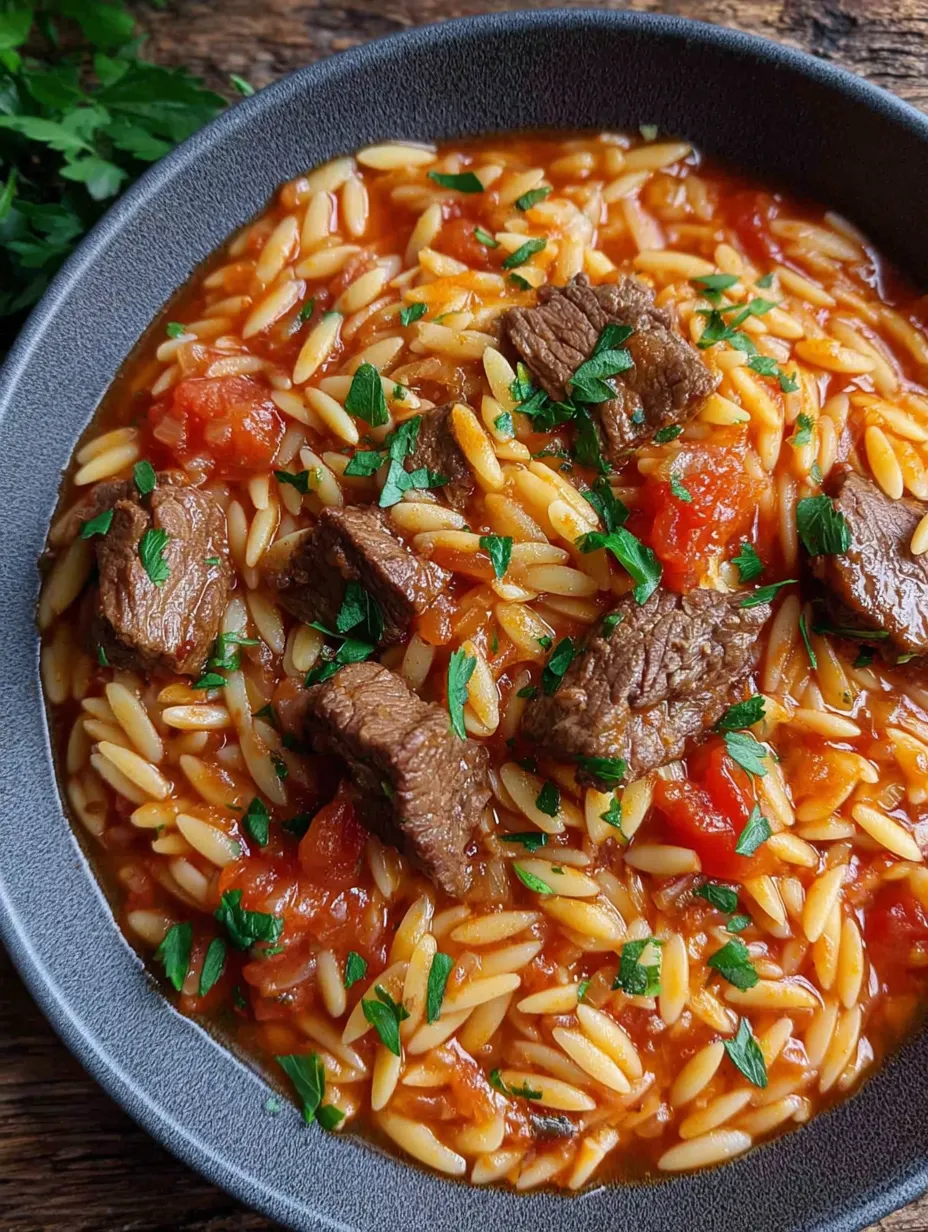 A bowl of pasta with meat and tomatoes.
