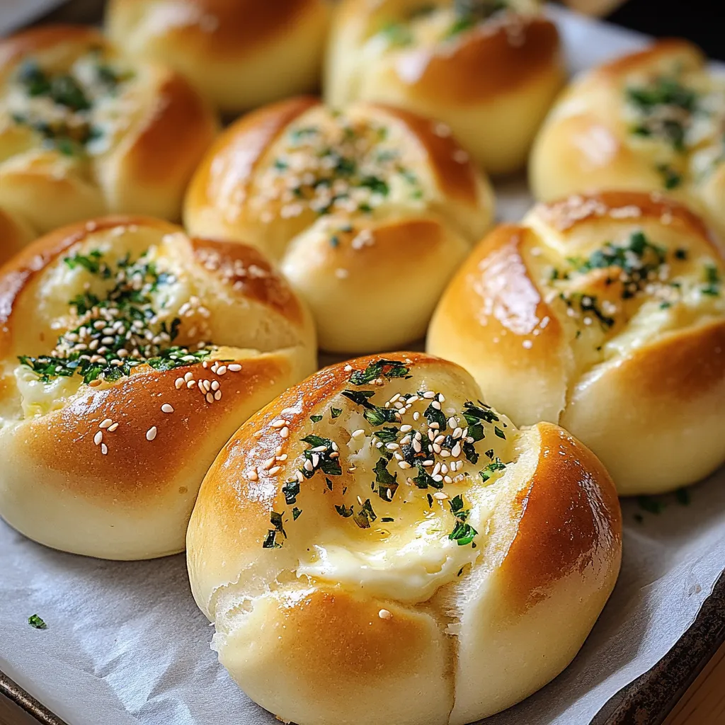 A tray of bread with green toppings.