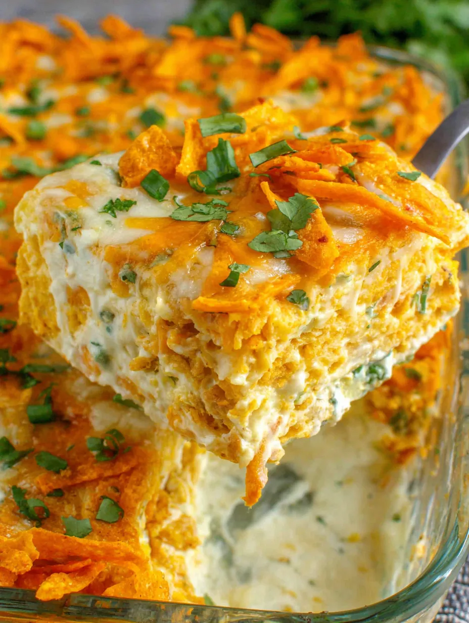 A slice of cheesy, orange and green food.