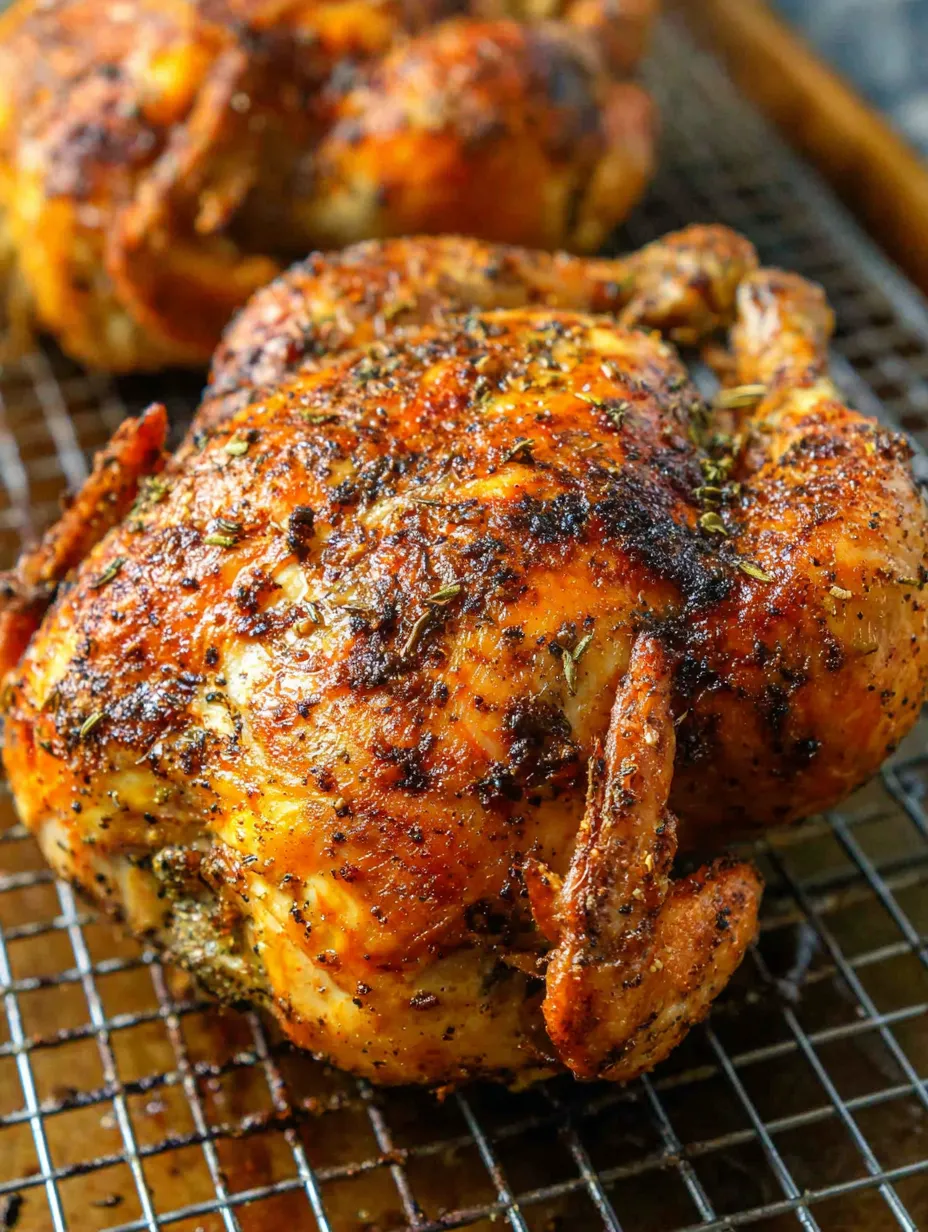 A close up of a chicken with a lot of spices on it.