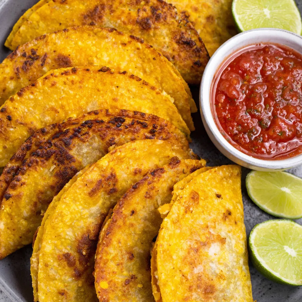 A plate of food with a bowl of salsa.