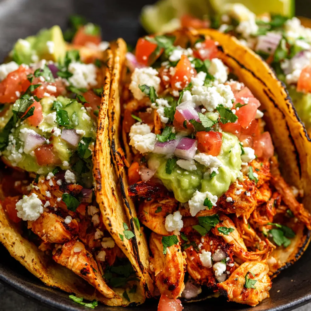 A plate of food with two tacos and a bowl of guacamole.