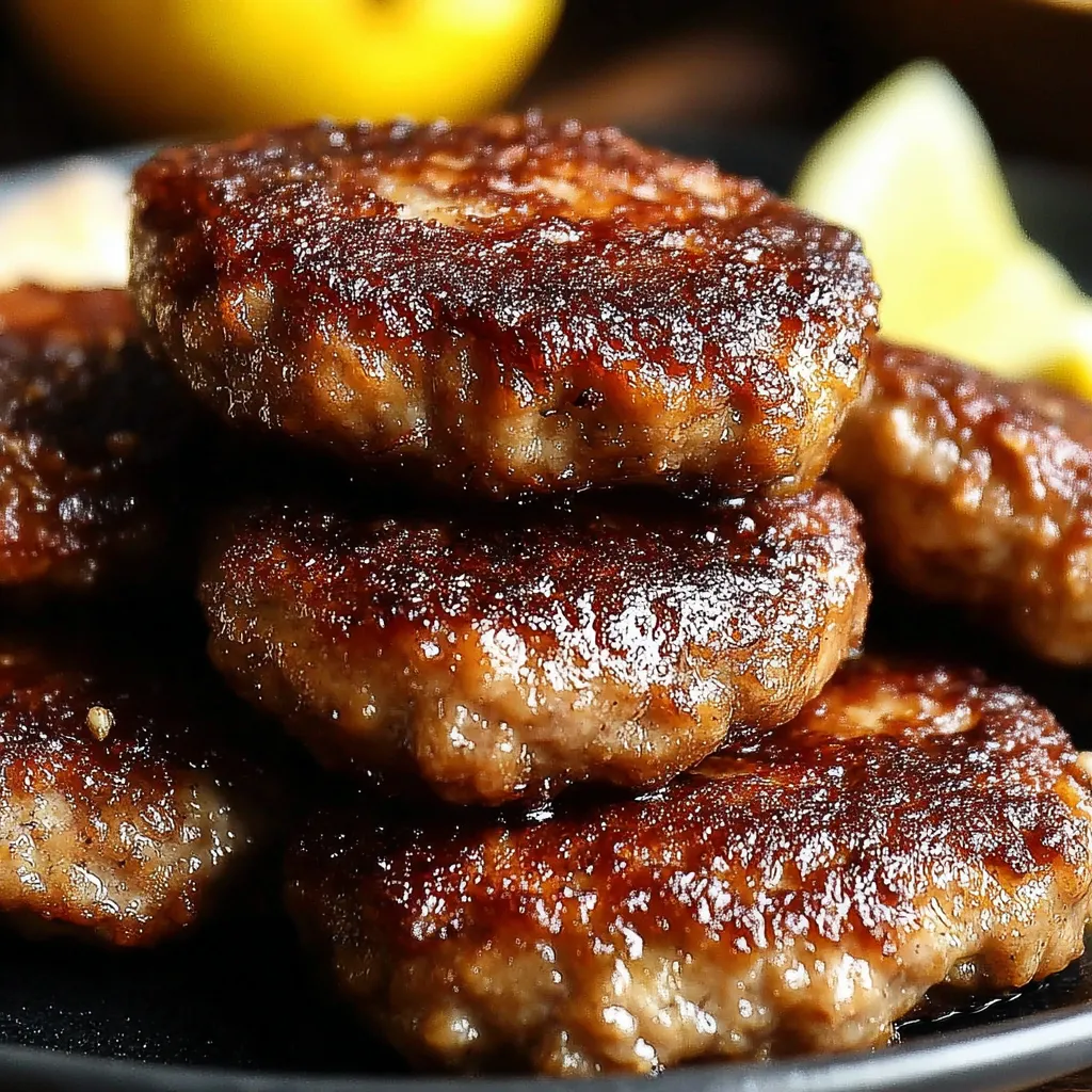 A plate of meat with a lemon on top.
