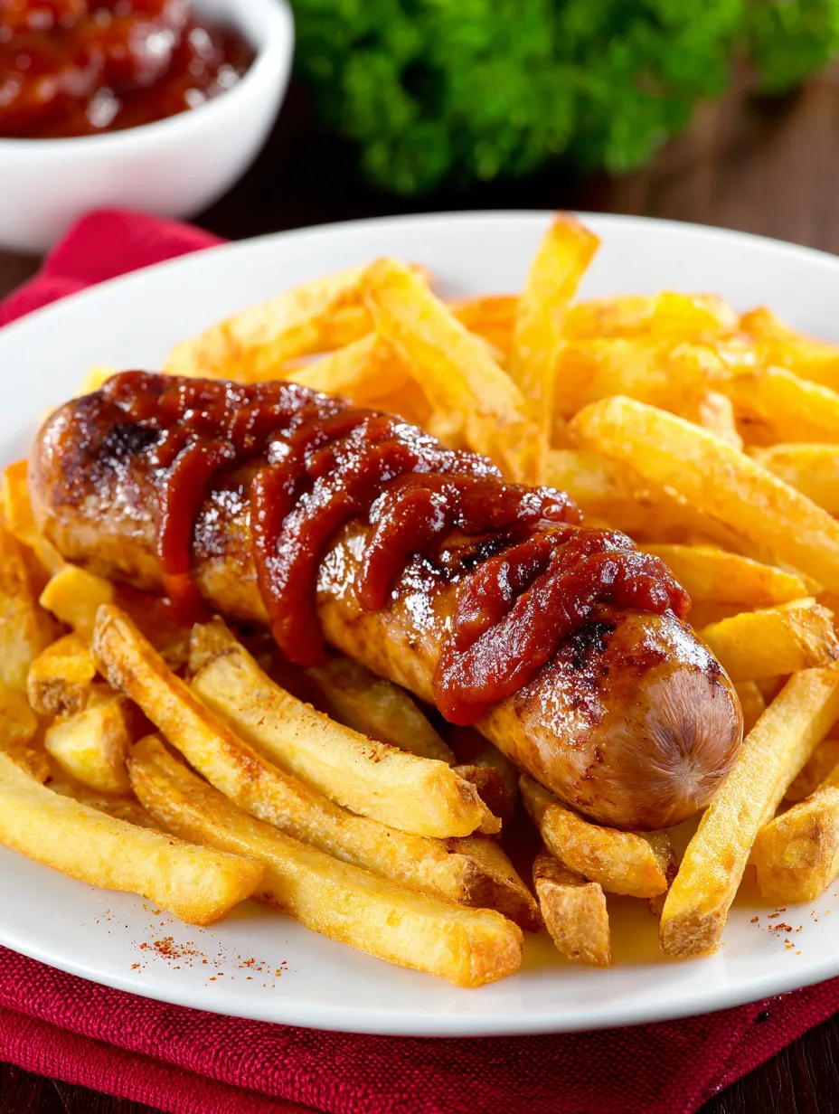 A plate of fries and a hot dog with ketchup.