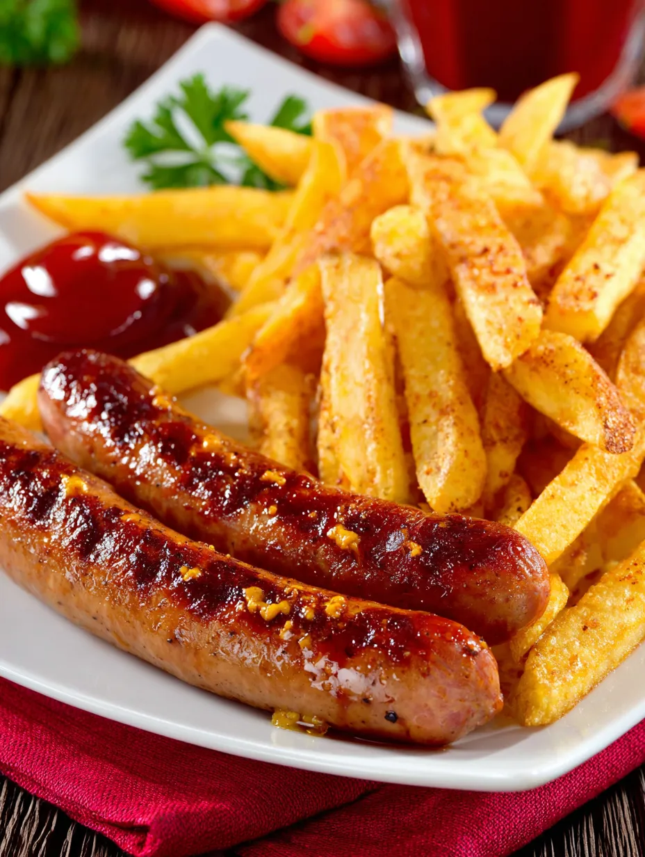 A plate of food with a hot dog and fries.