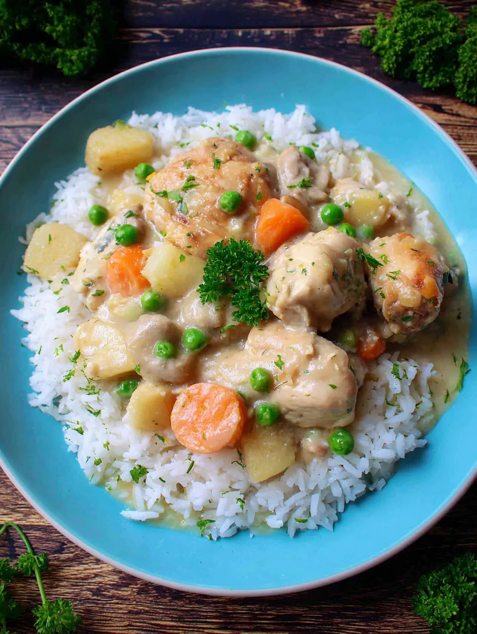 A plate of rice with chicken and peas.