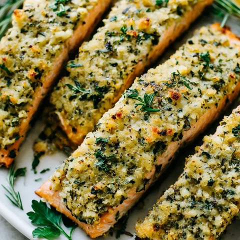 Baked Parmesan Garlic Herb Salmon in Foil.
